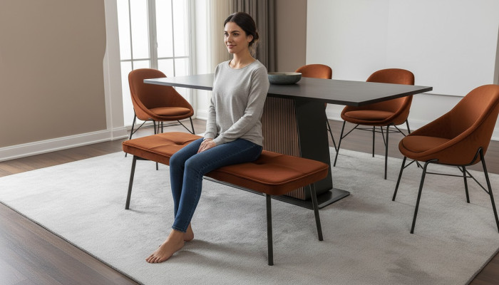 Sēdekļi Skapīte Ar Polsterbank Wood Bank Padded Fabrics Moderns Oranžs New