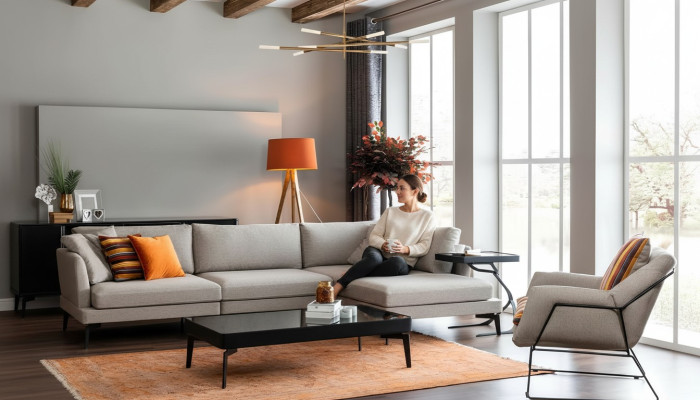 Sofa stūra dīvāna krēsls pelēks dīvāns moderns mēbeles stūra iekārtojums jauns