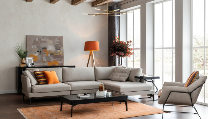 Sofa stūra dīvāna krēsls pelēks dīvāns moderns mēbeles stūra iekārtojums jauns