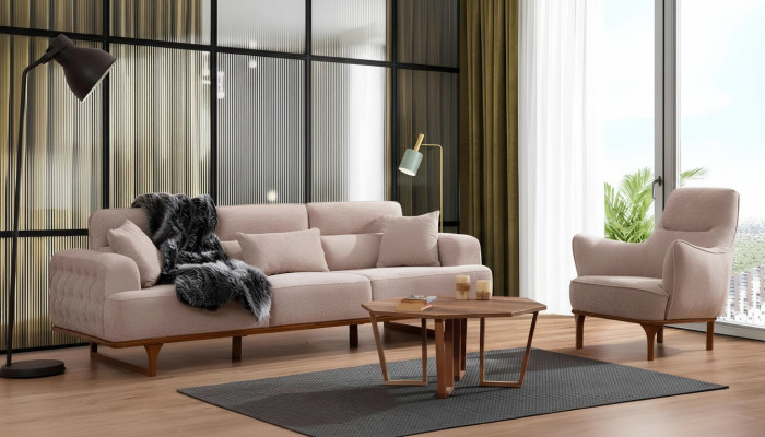 Beidzamais mīkstajsofa par trijvietīgu krēslu Luxus krēsls Beige Moderns mēbeles