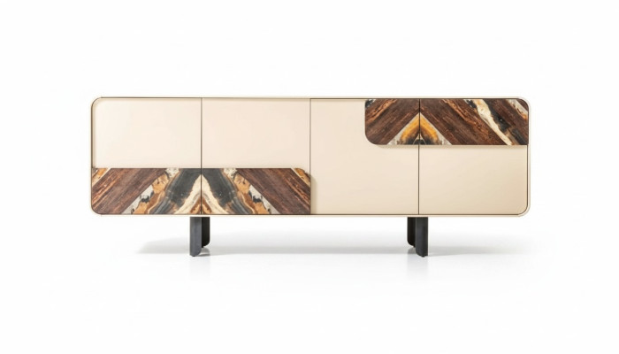 Sniedze Sideboard Kommode Beige koks Modern Mēbeļu skapis Dizains