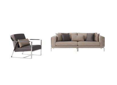 Sofas komplekts gultasgalds pilnīgs dīvāns bēšs auduma dīvāns 2 gabali sofa