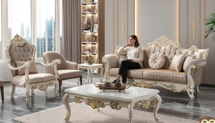 Couchgarnitur Garnitur Polstersofa Chesterfield Luxus Stoff Sofa Beige - Dīvāns komplekts Polster sofa Chesterfield luksusa audums Dīvāns Beige