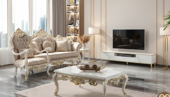 Couchgarnitur Garnitur Polstersofa Chesterfield Luxus Stoff Sofa Beige - Dīvāns komplekts Polster sofa Chesterfield luksusa audums Dīvāns Beige