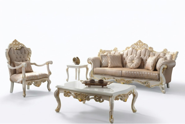 Couchgarnitur Garnitur Polstersofa Chesterfield Luxus Stoff Sofa Beige - Dīvāns komplekts Polster sofa Chesterfield luksusa audums Dīvāns Beige
