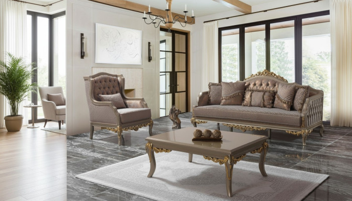 Sofagarnitur Polstersofa Sofa Couch Braun Stoffsofa Chesterfield Set Couchen -> Dīvānu komplekts Šerbju stila dīvāns Dīvāns Brūns Auduma dīvāns komplektā murmāt