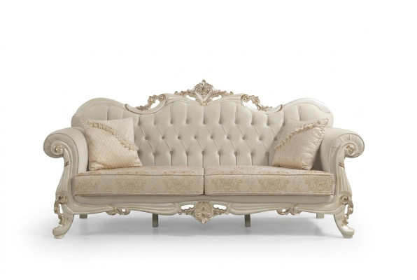 Trīsvietīgā dīvāna 3. sēdeklis, auduma dīvāns, bēšs krāsas Chesterfield stils