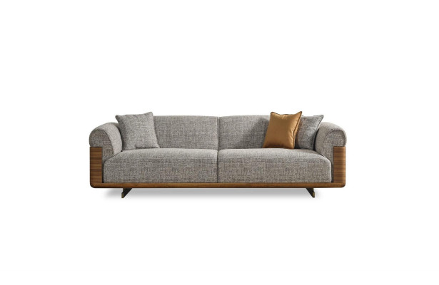 Sofas komplekts Brunais auduma mīksto mēbelu komplekts