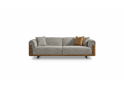 Trijvietīga sofa 3-vietīga mīkstā sofa pelēkā krāsā audums poliesters mūsdienīga.