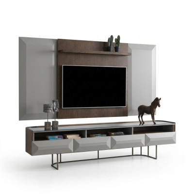 Grupa RTV Lowboard TV statīvs Sideboard Panelis 2 daļas koks Brūns plaukts