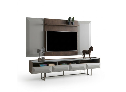 Grupa RTV Lowboard TV statīvs Sideboard Panelis 2 daļas koks Brūns plaukts