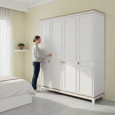 Skapis Garderobes skapis Bērnu skapis Koka skapis Koks Balts Moderns