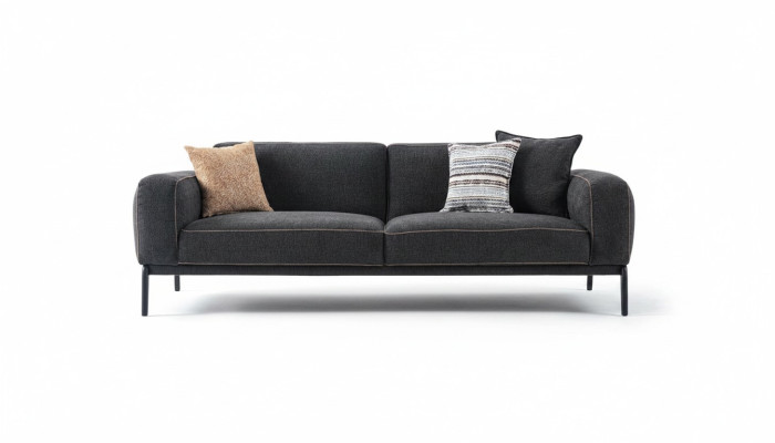 Eleganta mīksta sofa, sofa, 3 vietu dīvāns, sēdvietu dīvāns pelēks audums Moderns mīkstais dīvāns