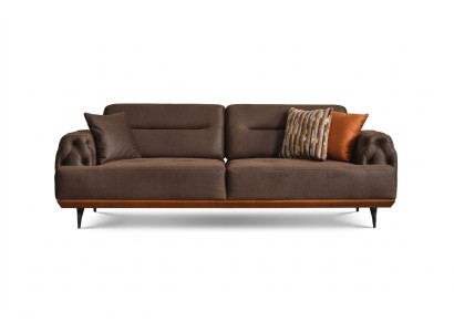 Polstersofa Trejos ar sēdvietām Dīvāns 3 sēdvietas Brūns auduma dīvāns Moderns