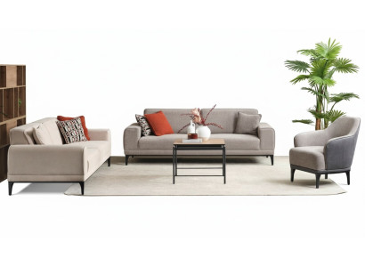 Sofas komplekts, trīsvietīgs dīvāns, vienvietīgs krēsls, auduma dīvāns, pelēks, auduma dīvāns komplekts 3+3+1