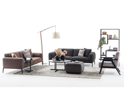Couchgarniture Trīsvietu krēsls Dīvāns Audums Daudzkrāsains auduma dīvāns komplekts 3+3+1