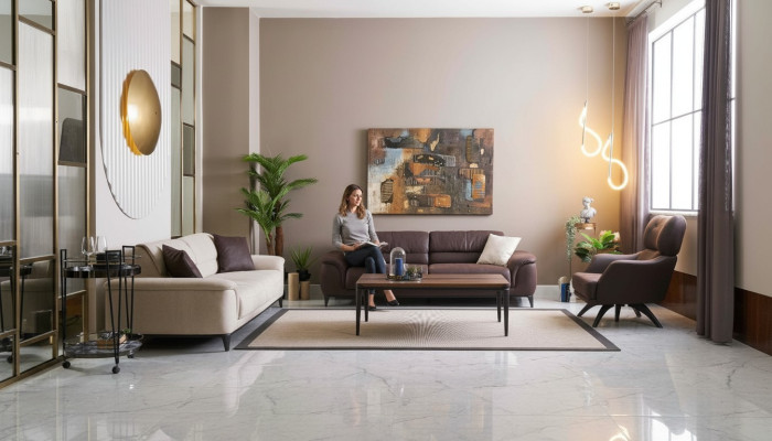 Pildspalda Sofa Komplicētā sēdeklis Dīvāns Krēsls Auduma dīvāns komplekts 3 gabalos Brūns audums