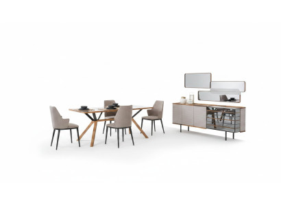 Dining area suite Dining room Dining group Dining room furniture 7-piece Wood Beige