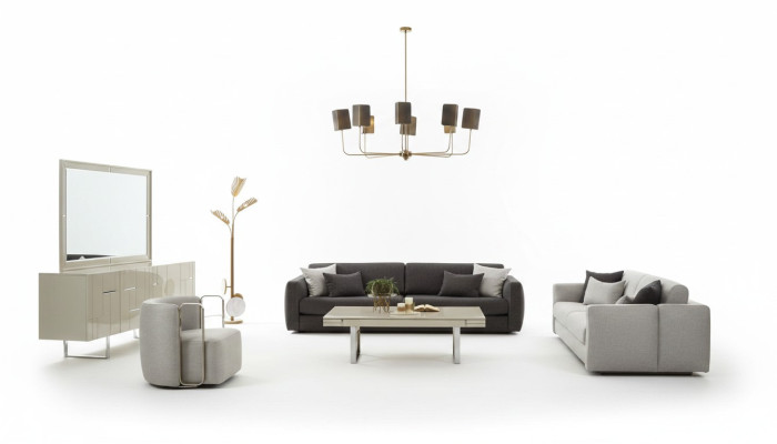 Sofas komplekts Auduma sofa Pilnīgās dīvāna polsterētas dīvāni Pelēka komplekta 4 gab. Jauna