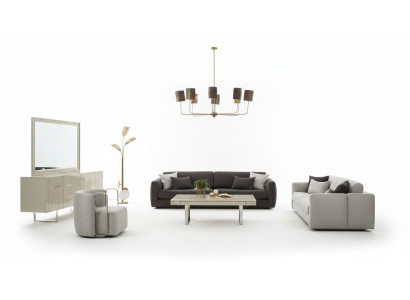 Sofas komplekts Auduma sofa Pilnīgās dīvāna polsterētas dīvāni Pelēka komplekta 4 gab. Jauna