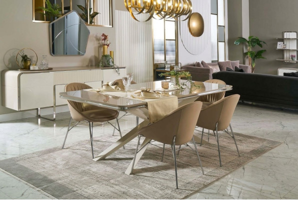 Ēdamgrupa ēdamistabas mēbeles koksnes ēdamgalds ēšanas stūris beige ēdamistaba 9 gab.