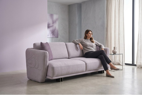 Trijvietu dīvāns Canape Sofa 3 Sēdvietas Pelēka Audums Auduma dīvāns Mīkstais dīvāns Dizains