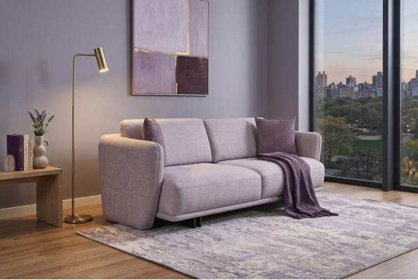 Trijvietu dīvāns Canape Sofa 3 Sēdvietas Pelēka Audums Auduma dīvāns Mīkstais dīvāns Dizains