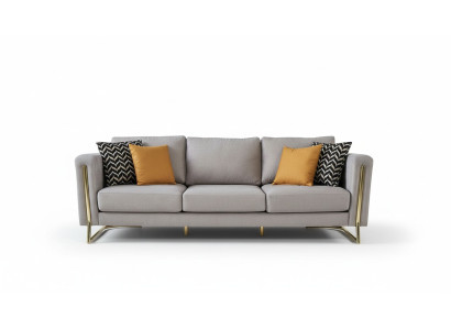 Tresvieta sofā 3 sēdvietām pelēkas krāsas auduma polsterēta sofa Moderns