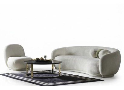 Sofakomplekts Stoga auduma sofa Balta mīkstā sofa Moderns komplekts 2 gab. Sofa