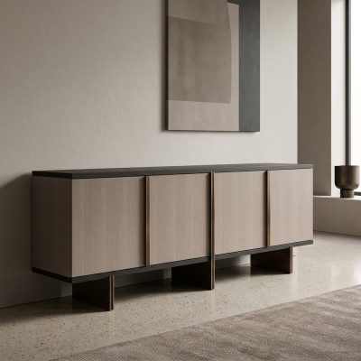 Sideboard Anrichte Kommode Holz Esszimmer Beige Schrank Holzschrank = Galds Anriņķis Komoda Koks Ēdamistaba Beidžu Skapis Koka Skapīši