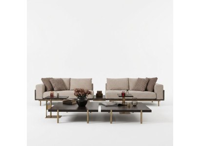 Dzīvojamā istaba Grupas Dīvāns Dīvāngaldi 4gab Stoffsofa Beige Koks Moderns