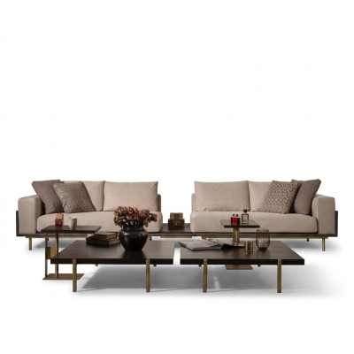 Divvietvietīga dīvāna 4-vietīgais auduma dīvāns beige moderns galds jauns