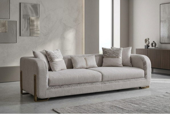 Trīsvietīgā sofa 3 sēdvietām Pelēka mīkstais dīvāns Auduma dīvāns Modernie dīvāni