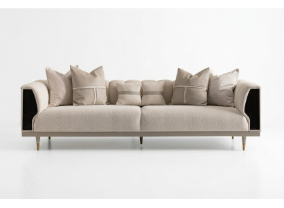 Luksusa trīsvietīgā sofa 3-vietīga beige mēbele ar auduma klājumu, moderna sofa