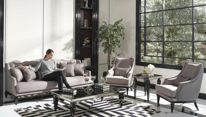 Sofa garnitūra Sofa 3 krēsli Auduma sofa Pelēka 3 gabalīgi Trīsvietīga polsterēta sofa