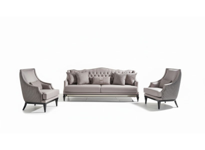 Sofa garnitūra Sofa 3 krēsli Auduma sofa Pelēka 3 gabalīgi Trīsvietīga polsterēta sofa