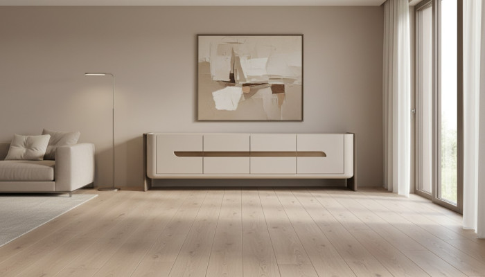 Sideboard RTV Lowboard TV stends Bēša koka dzīvojamās istabas skapis Moderns