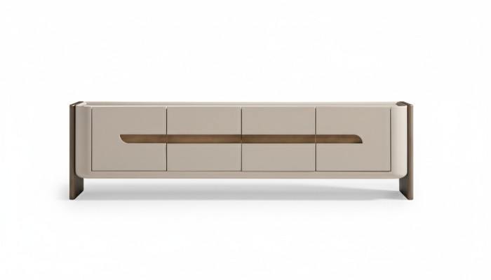 Sideboard RTV Lowboard TV stends Bēša koka dzīvojamās istabas skapis Moderns