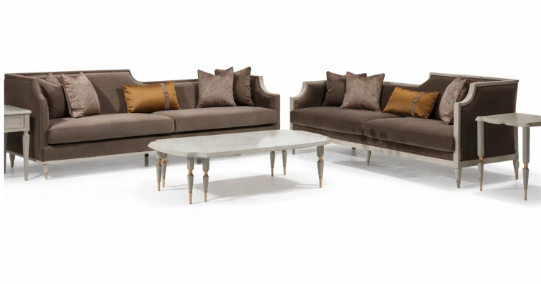 Sofa komplekts ar četrām sēdvietām 4 sēdvietu galds auduma sofa mīkstā sofa brūnā krāsā