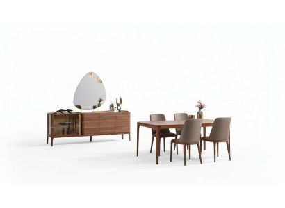 Complete dining room dining group dining corner dining table chairs 9-piece wood brown