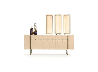 Moderns beige stāvskapis Luksusa komoda ekskluzīvs x3 spogulis 4 gab.