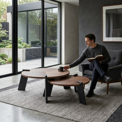 Sofas galdiņš galds kafijas galds blakusgalds koksne brūns galds dizains