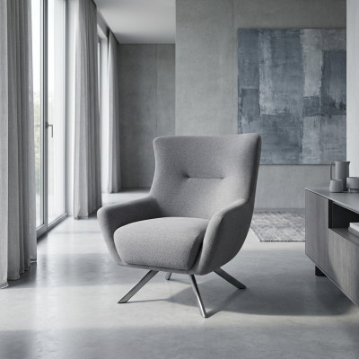 Teksīla krēsla dzīvojamā istaba vienam vietā krēsla austiņu krēsla pelēkais apdare sēdeklis