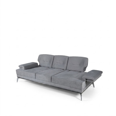 Sofa Stoffsofa dizaina trīsvietīga pelēka pārklājuma dīvāns
