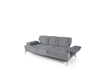 Sofa Stoffsofa dizaina trīsvietīga pelēka pārklājuma dīvāns