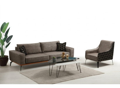 Sofa grupa, trīsmērīgs krēsls, auduma sofa, griestaina sofa, pelēka gulta, sofa.