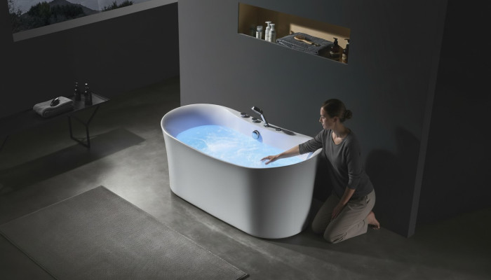 Akrila inteerākta vanna iekštelpu burbuļvanna mājas spa balta