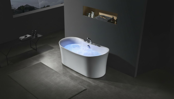 Akrila inteerākta vanna iekštelpu burbuļvanna mājas spa balta