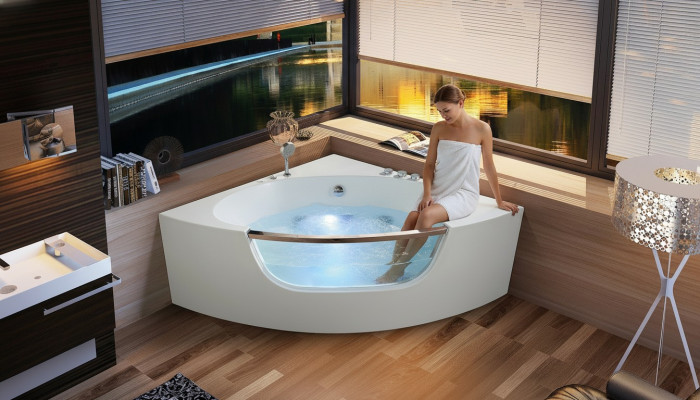 Stūres vanna Stūres vanna Hidromasāžas Atpūtas vanna Spa Iekštelpu vanna