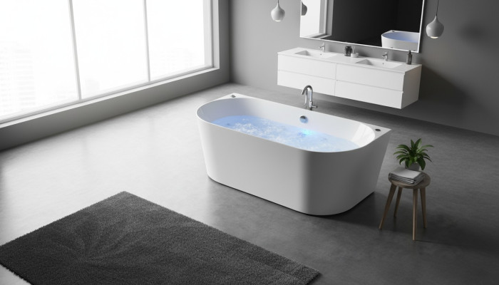 Atpūtas vanna Mājas spa Iekštelpu vanna Burbuļvanna Balta Džakuzi